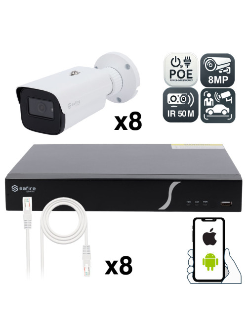 Kit Vidéosurveillance 8MP avec 8 Caméras et Vision Nocturne 50m