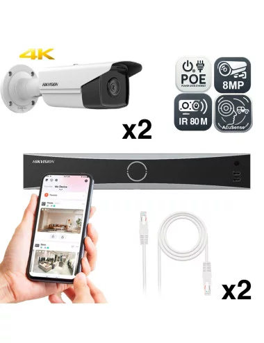 Kit Vidéosurveillance 8MP avec 2 Caméras AcuSense, Vision Nocturne IR 80m et Enregistreur NVR 4 Canaux