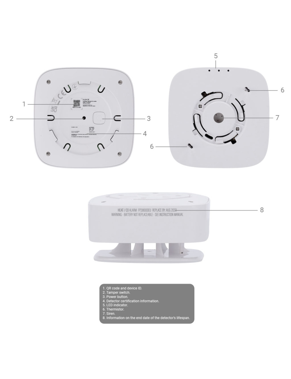 Ajax FireProtect 2 (Heat) Jeweller - Détecteur Thermovélocimétrique Sans Fil