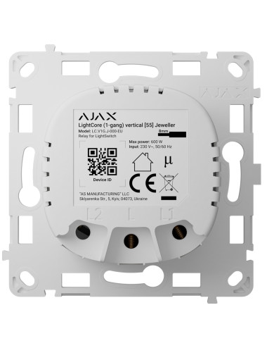 Ajax LightCore (1 Gang) Vertical - Relais pour interrupteur intelligent